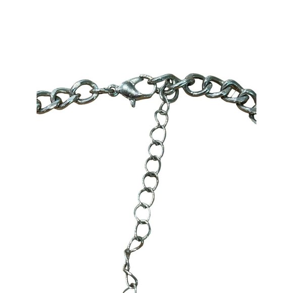 Necklace-Silver Tone Off-white Yellow & Clear Stones 21” Chain Costume Jewelry - Picture 4 of 7